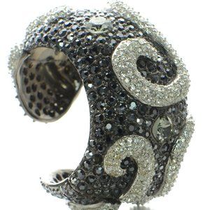 Kenneth Jay Lane KJL Black and White Crystal Cuff Bracelet